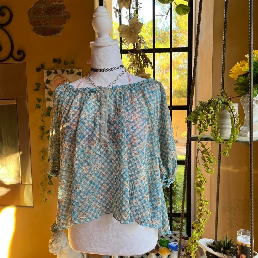 floral chiffon blouse boho pastel